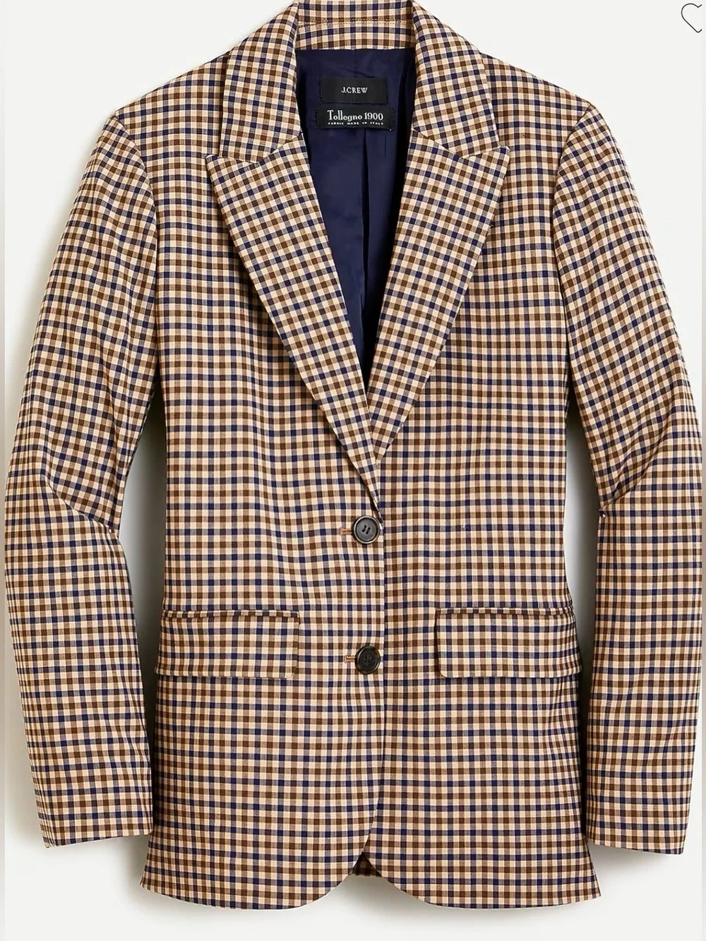 J. Crew Women’s Alfie Blazer Honey Plaid Italian Wool Size 4